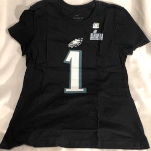 Women’s Nike Jalen Hurts Eagles Black Super Bowl LVII T-Shirt size Medium